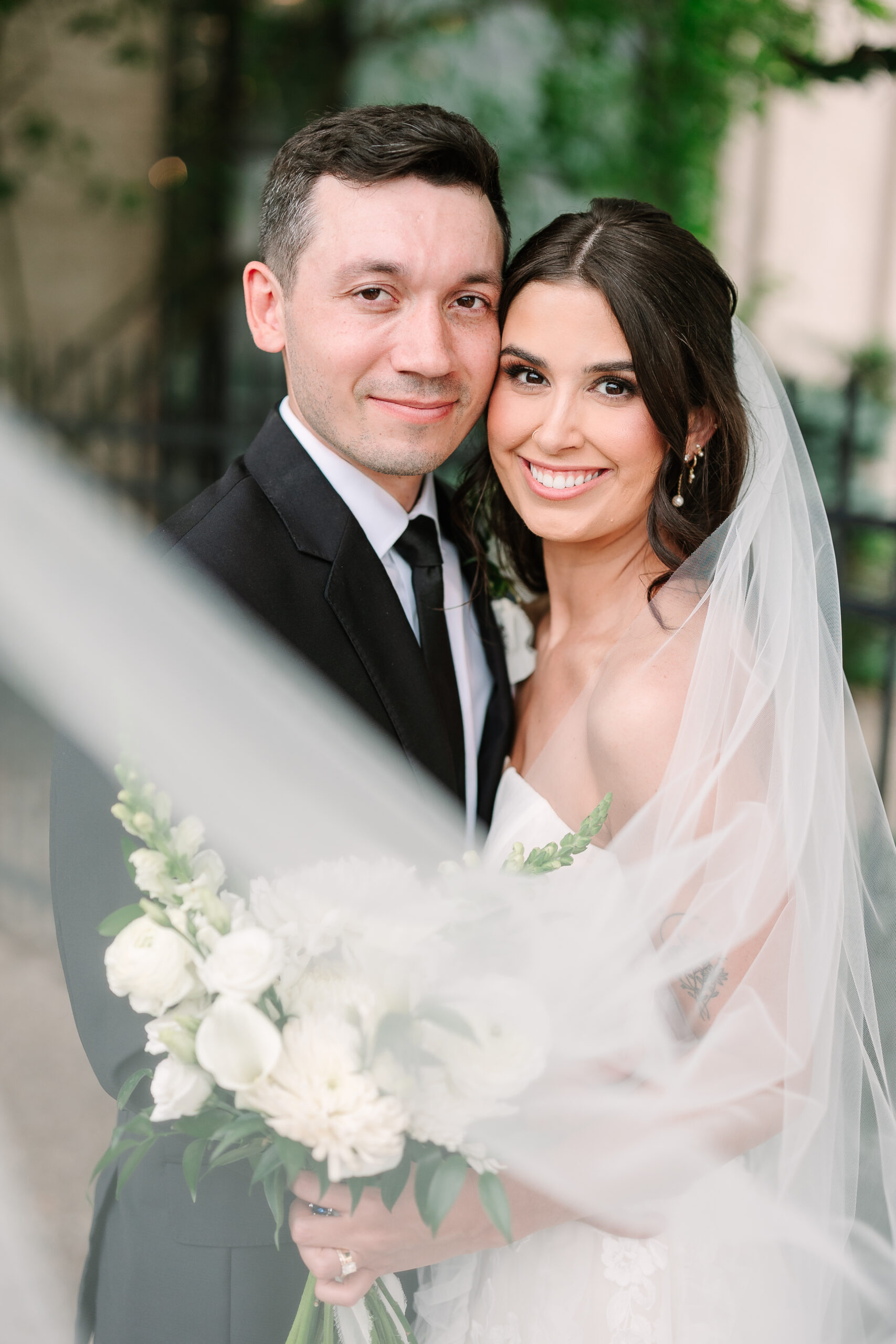 A bride and Groom portrait at the Refinery